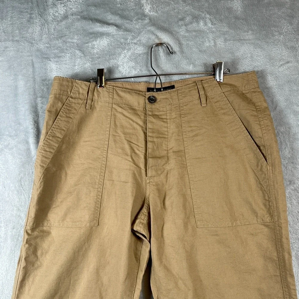 Banana Republic Mens 36x30 Linen Cotton Pants Khaki Straight Casual NWOT Pockets